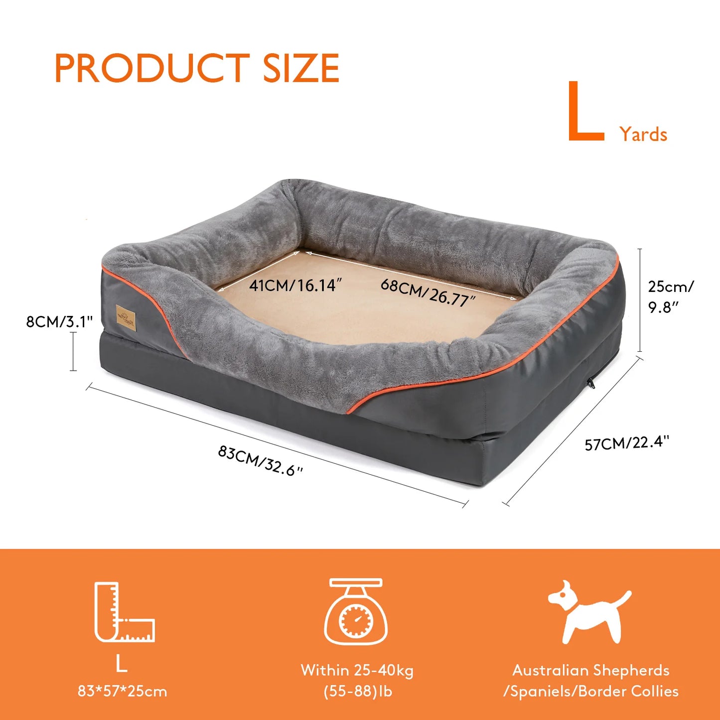 BINGOPAW Large Dog Bed With Removable Washable Cover Anti Allergy