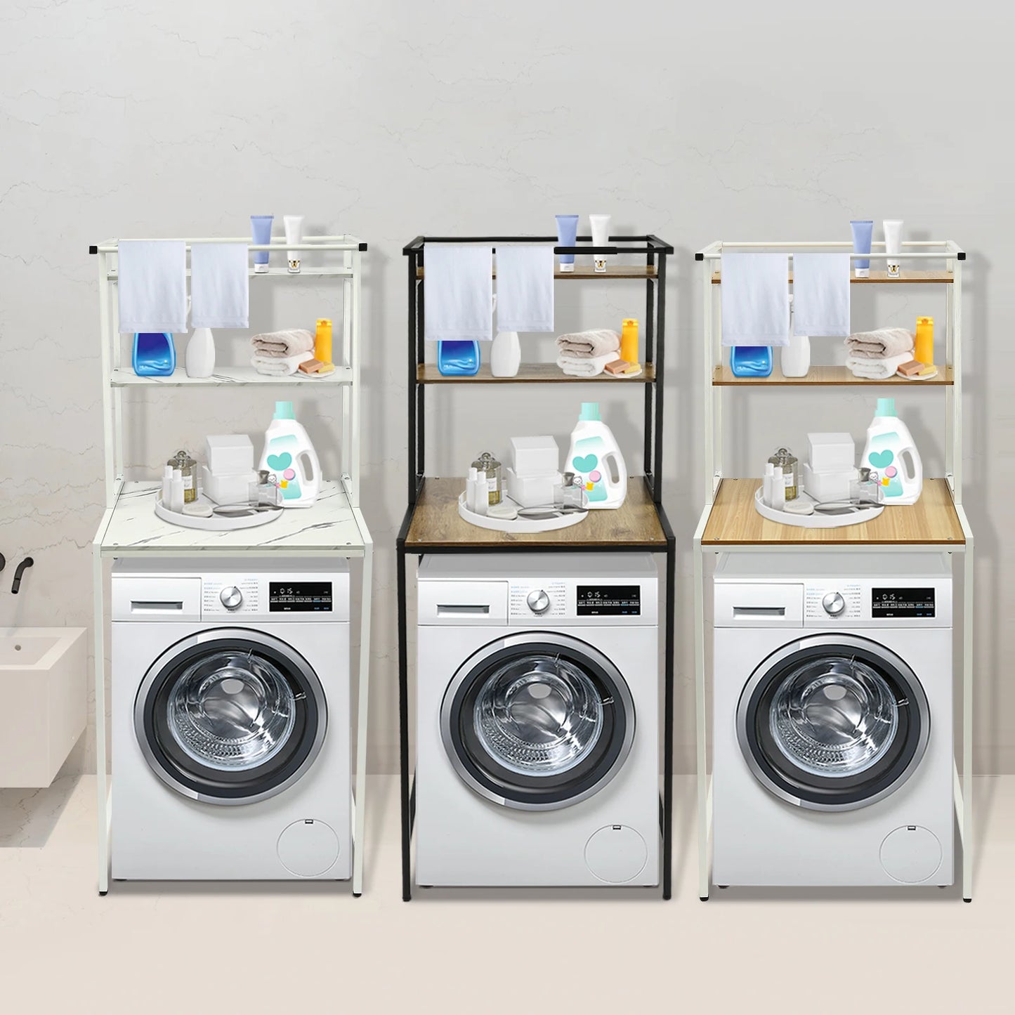 Bymaocar 3 Tier Washing Machine Shelving Stand Laundry Organizer