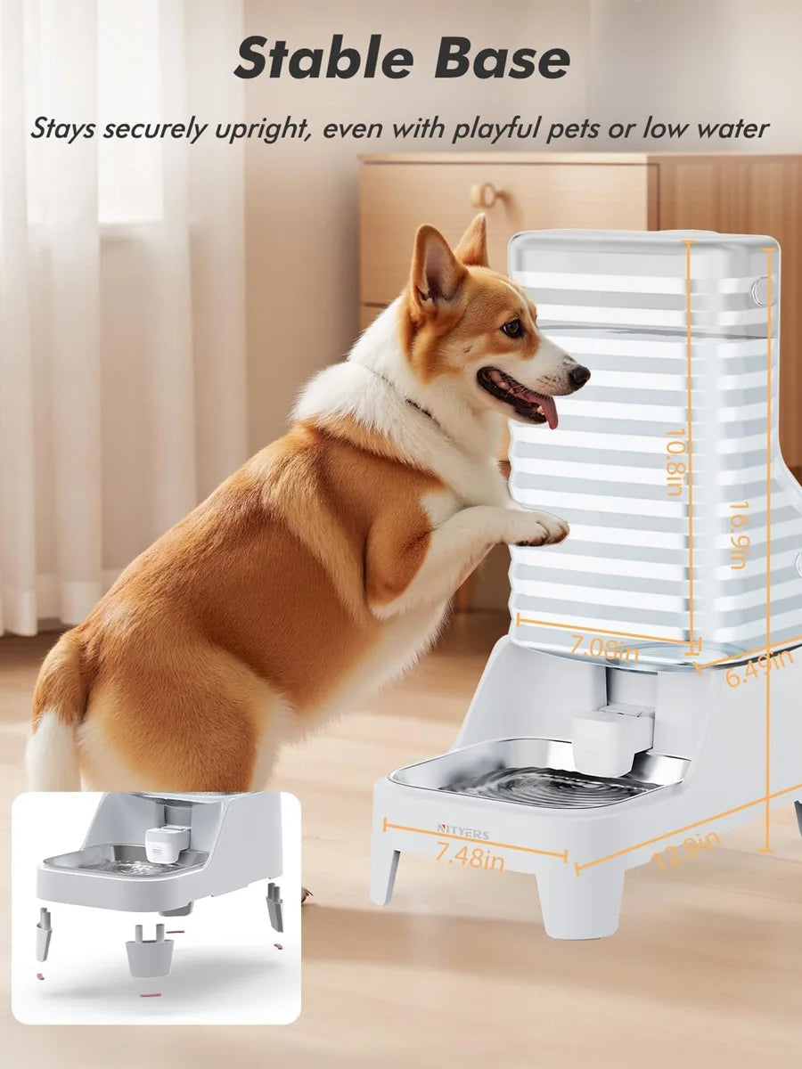 Nityers Gravity Pet Water Dispenser With Steel Tray For Dogs
